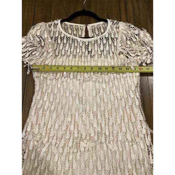 Vintage Cachet by Bari Protas Fringe Lace crochet Short Sleeve flapper Dress 5/6 - Picture 8 of 12